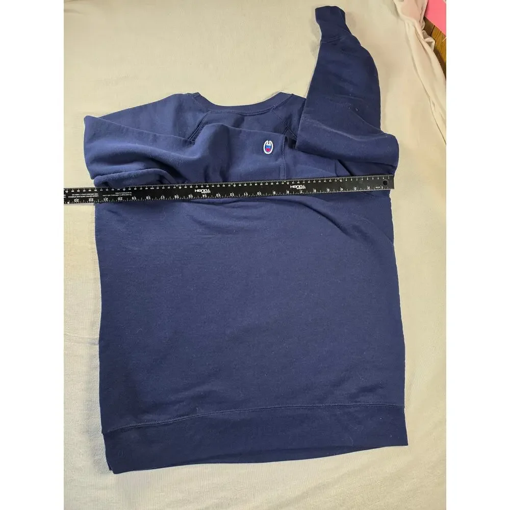 Champion Spell Out Script Crew Sweatshirt Navy L